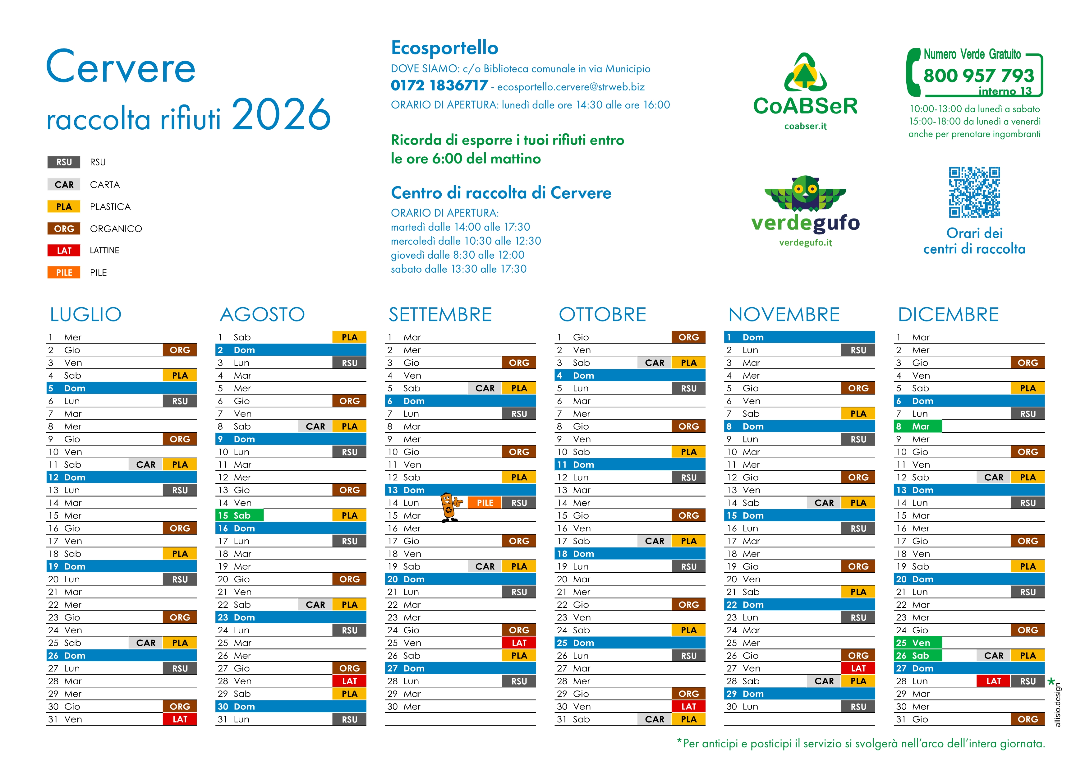 Calendario raccolta differenziata